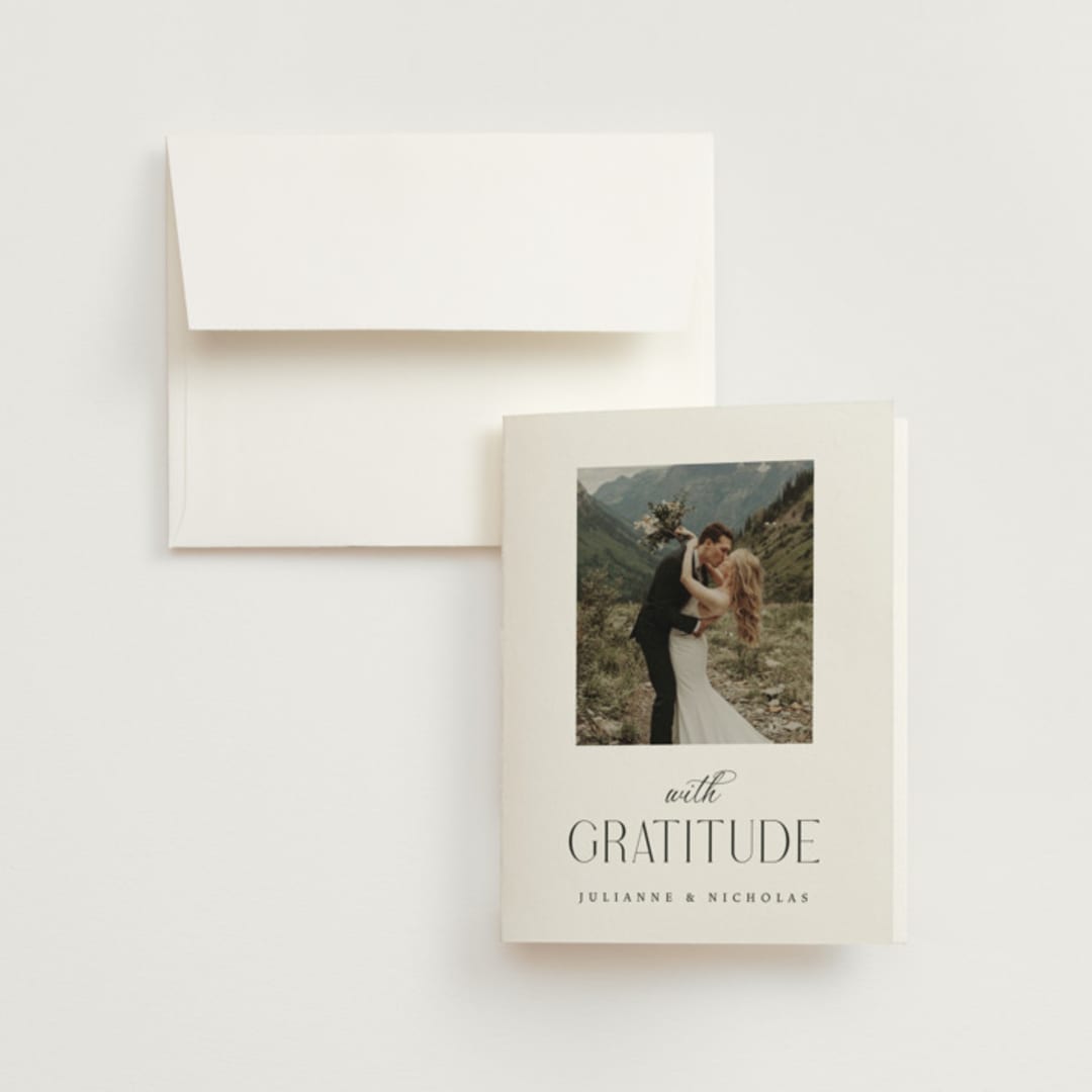 "Bold Elegance" - Wedding Thank You Cards in Snow by Katherine Moynagh - Front