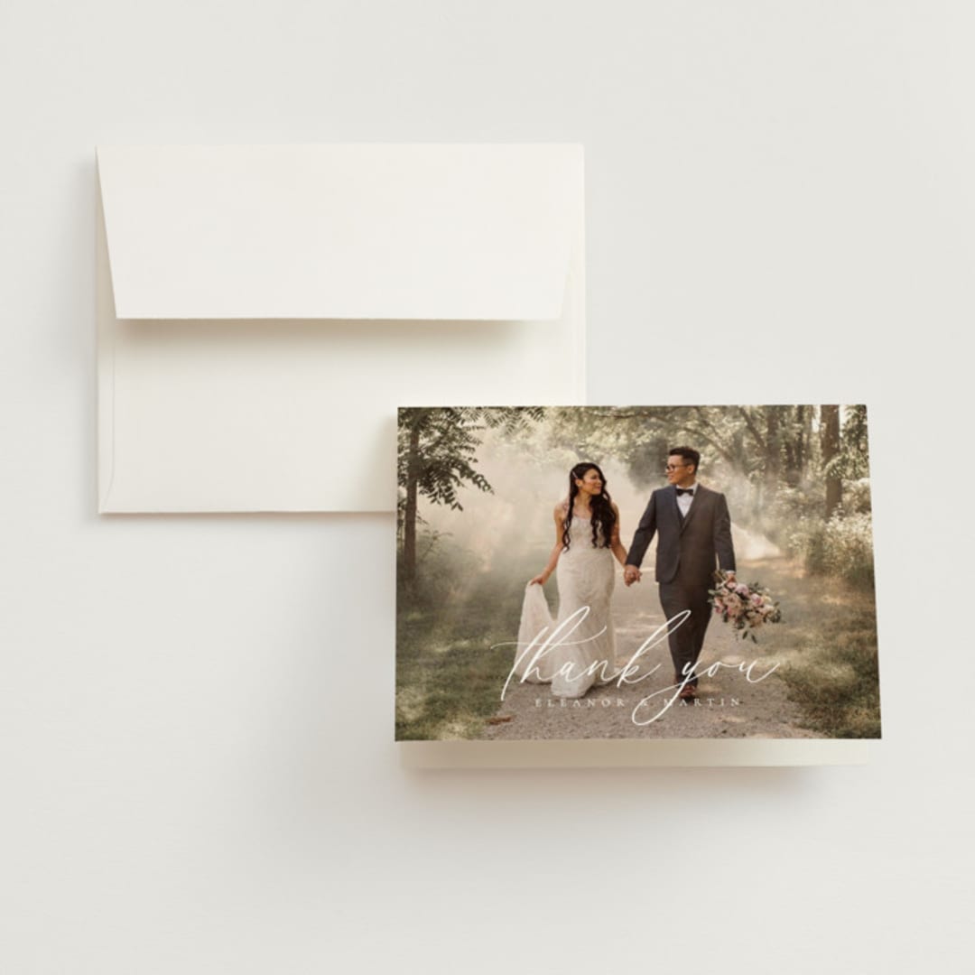 "Corner" - Wedding Thank You Cards in Sky by Kelly Schmidt - Front