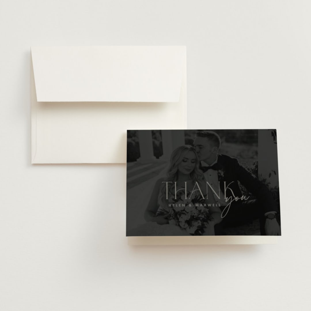 "The Ultimate After Party" - Wedding Thank You Cards in Fog by Becky Nimoy - Front