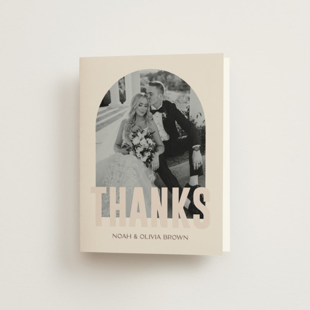 "Salted" - Wedding Thank You Cards in Blush by Pixel and Hank - Front