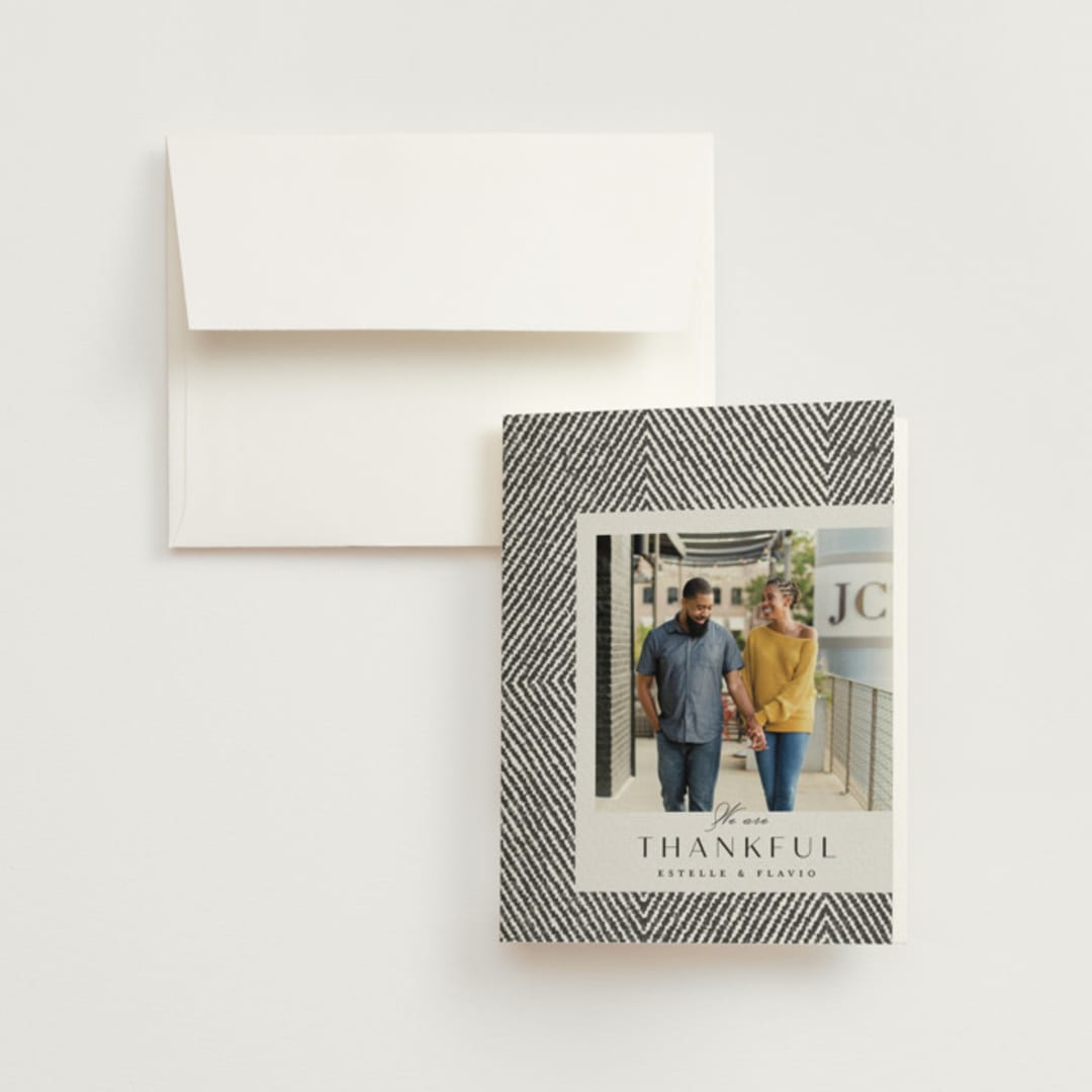 "Elegant Ethno" - Wedding Thank You Cards in Noir by FRANI - Front