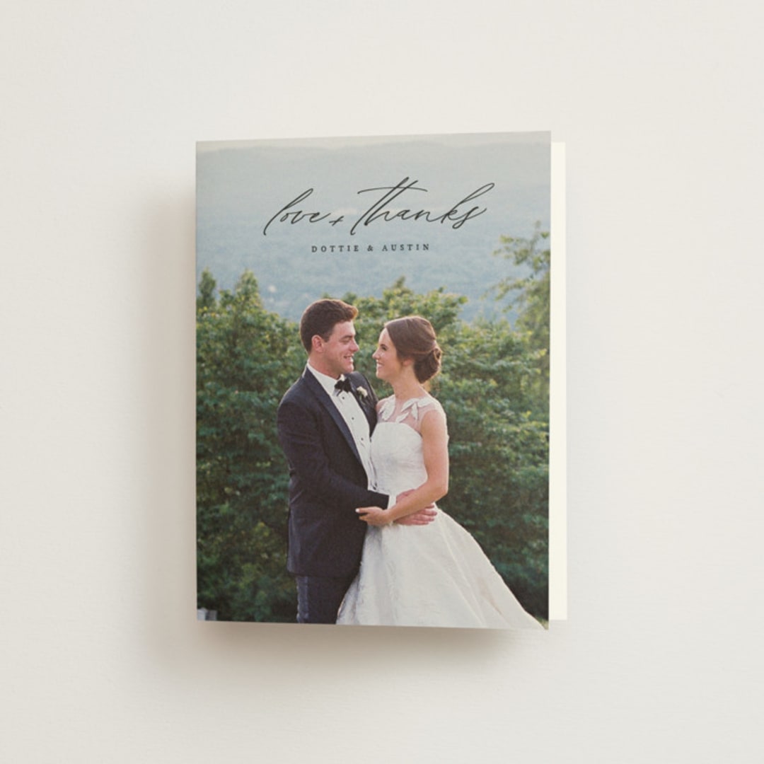 "Daybreak" - Wedding Thank You Cards in Dove by Olivia Kanaley Inman - Front