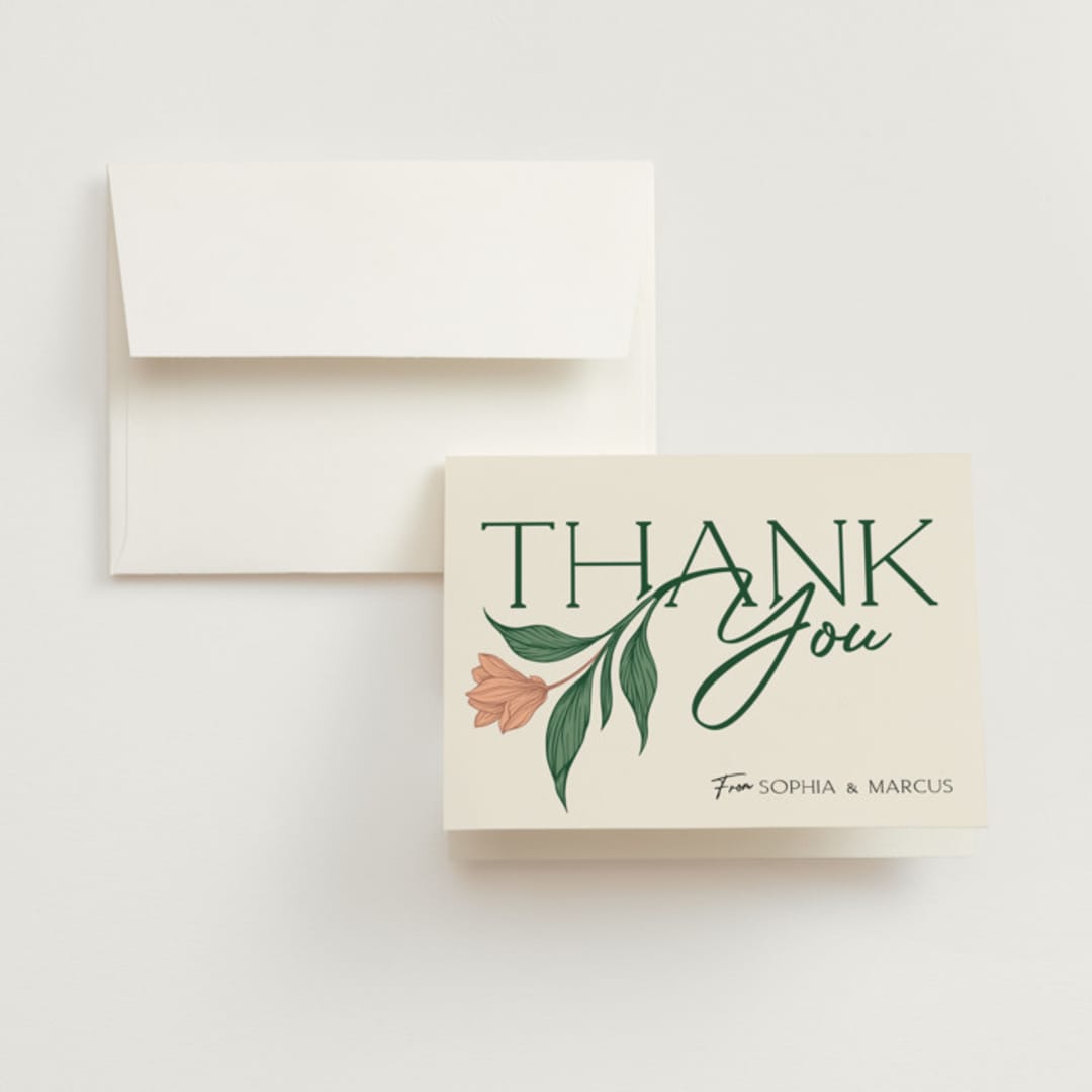 "Charming" - Wedding Thank You Cards in Almond by GeekInk Design - Front