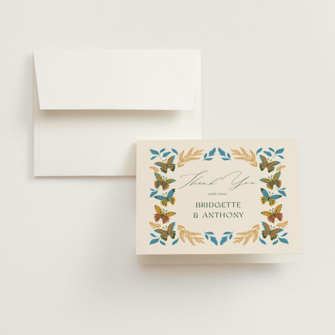 "Flutter" - Wedding Thank You Cards in Sunset by Jen Owens - Front