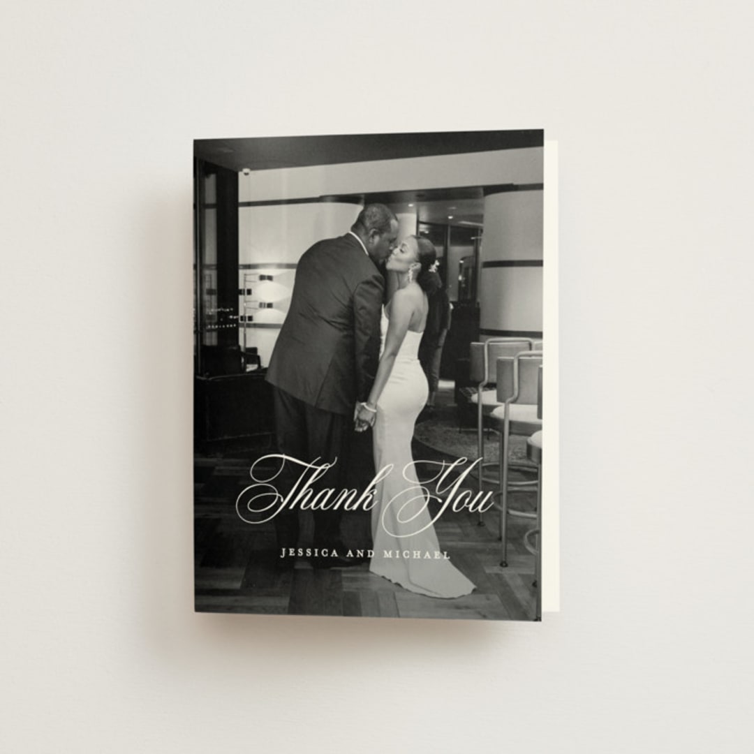 "Empire" - Wedding Thank You Cards in Dusty Blue by Jennifer Postorino - Front