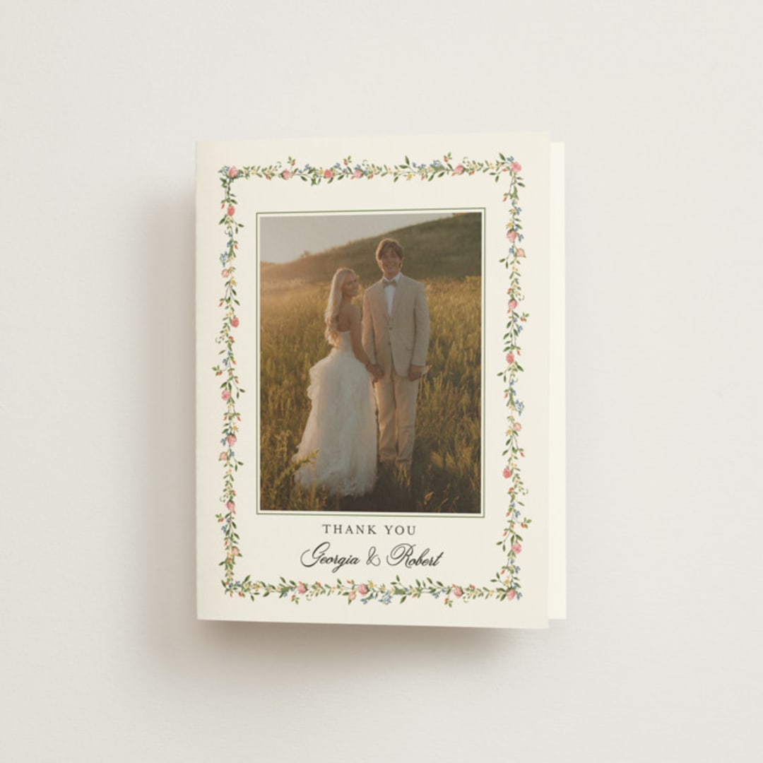 "Monogramed" - Wedding Thank You Cards in Blush by Susan Moyal - Front