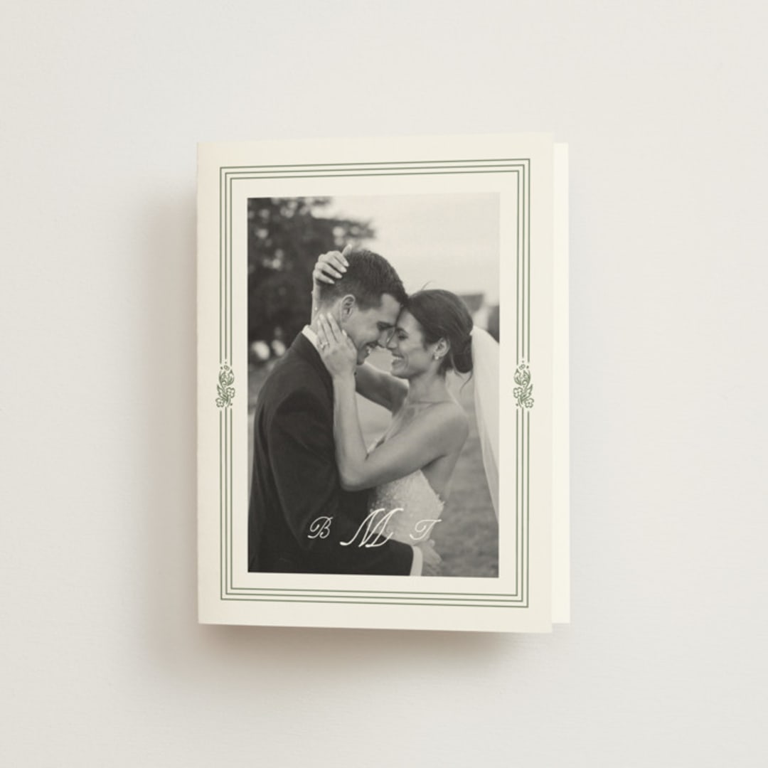 "Court" - Wedding Thank You Cards in Leaf by Kate Ahn - Front