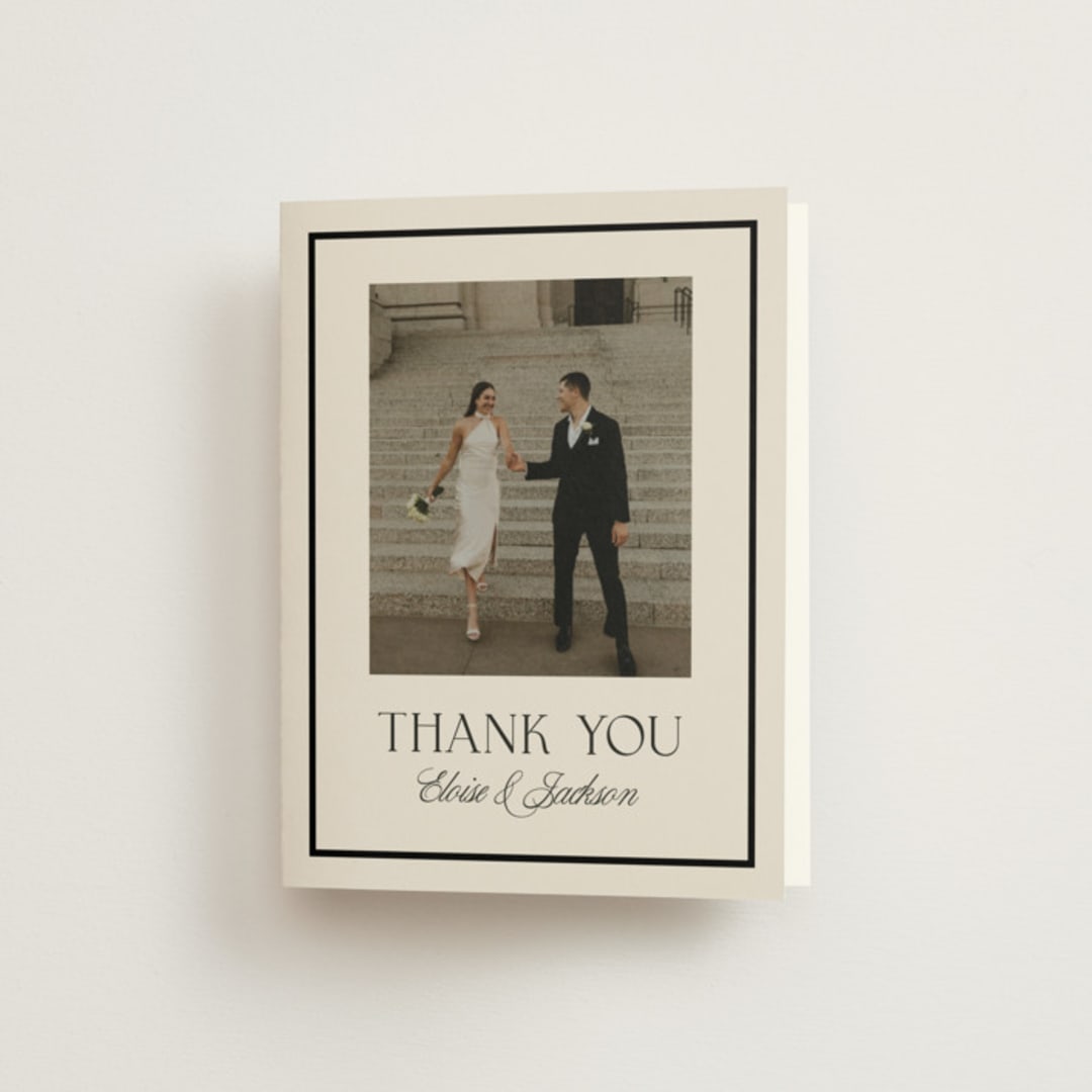 "Galleria" - Wedding Thank You Cards in Onyx by Laura Hankins - Front