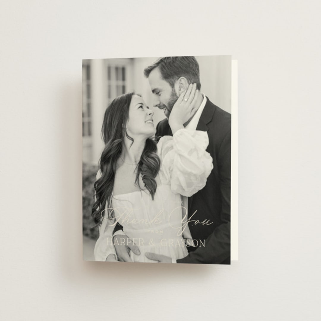 "Tendu" - Wedding Thank You Cards in Creme by Carly Reed Walker - Front