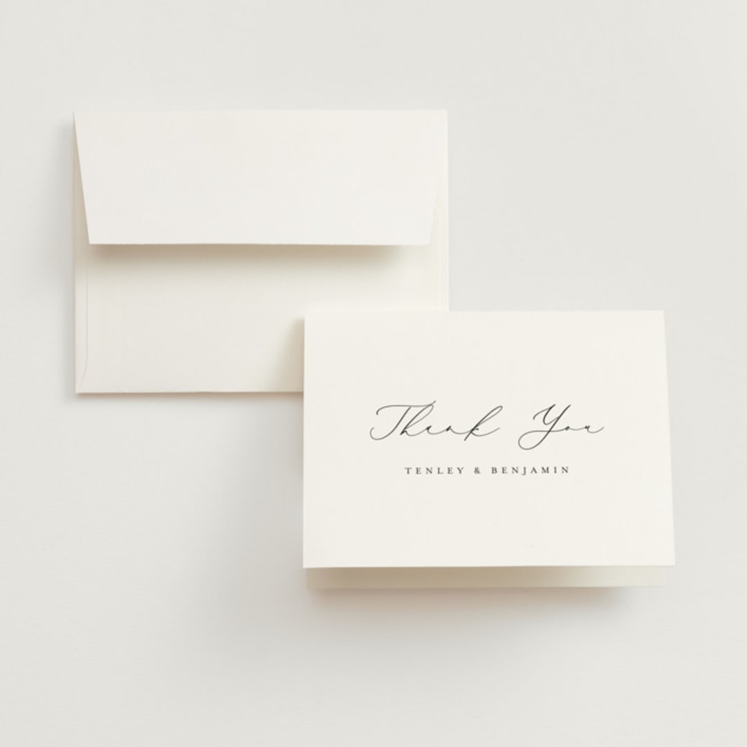 "Gentle Whisper" - Wedding Thank You Cards in Cotton by Jennifer Postorino - Front