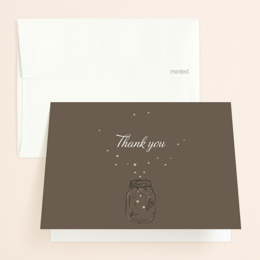 "Fireflies" - Wedding Thank You Cards in Zuni Brown by Paige Rothhaar - Front