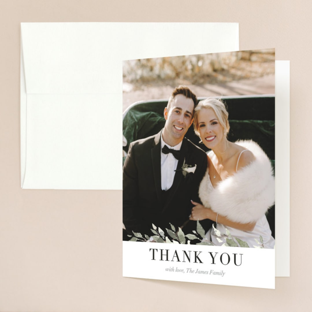 "Watercolor Wreath" - Wedding Thank You Cards in Linen by Katrina Crouch - Front