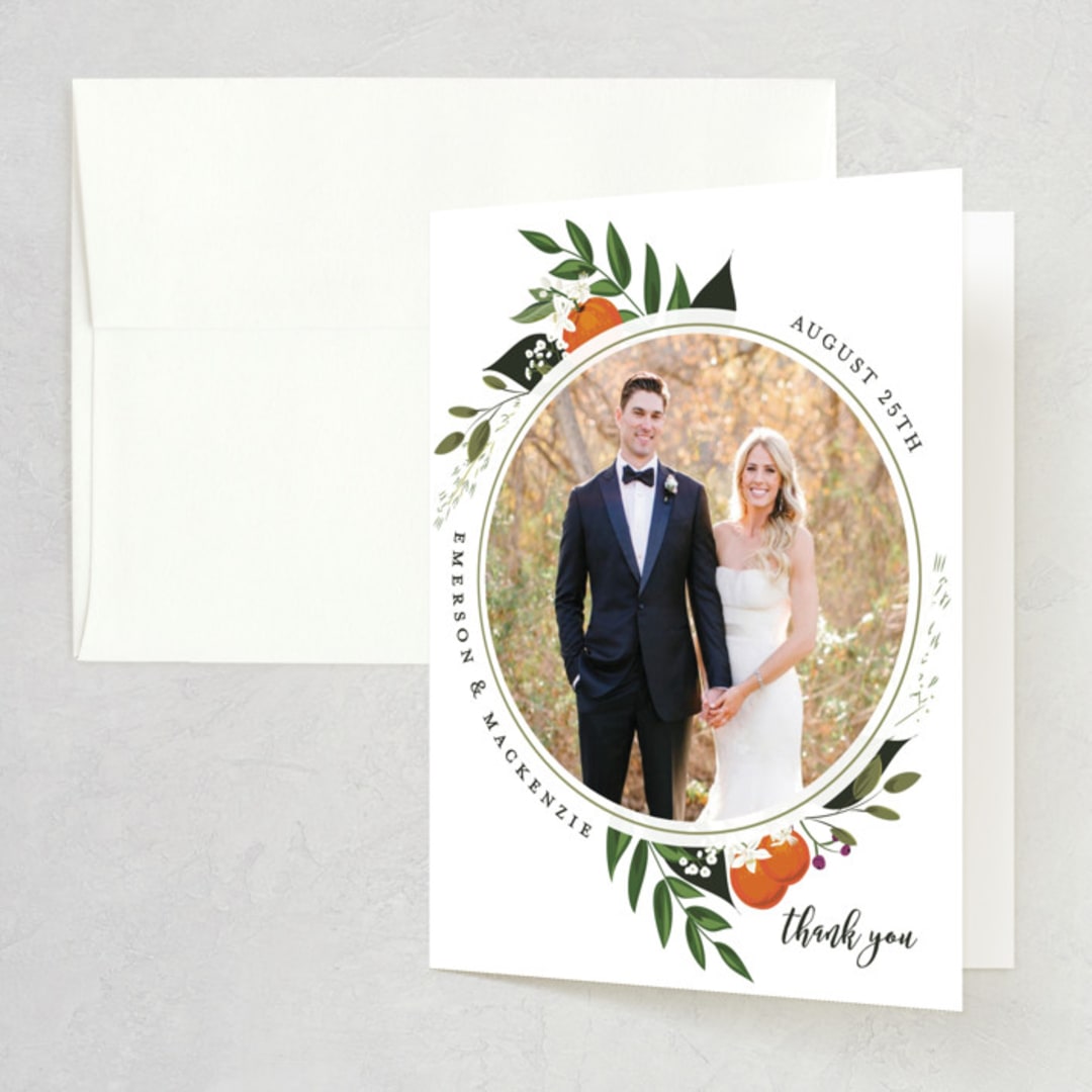 "Orange Blossoms" - Wedding Thank You Cards in Pearl by Susan Moyal - Front