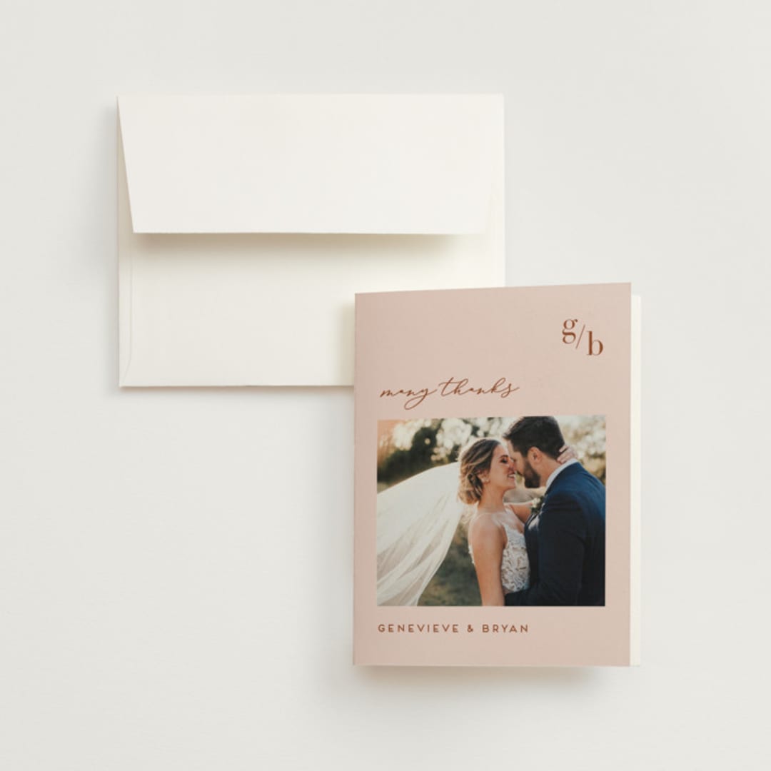 "Mod Initials" - Wedding Thank You Cards in Rust by Genna Blackburn - Front