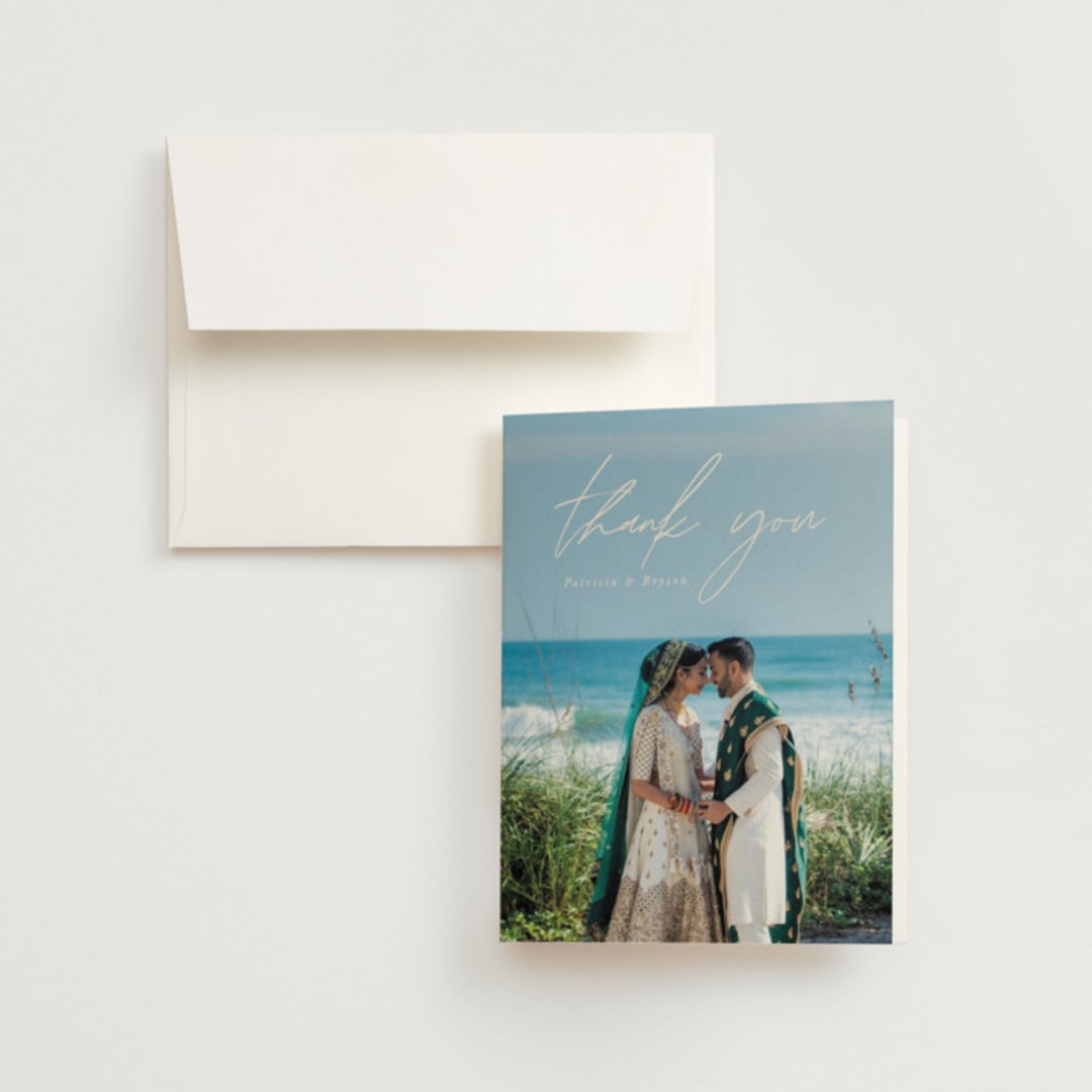 "Everlasting Love" - Wedding Thank You Cards in Linen by Brandy Folse - Front