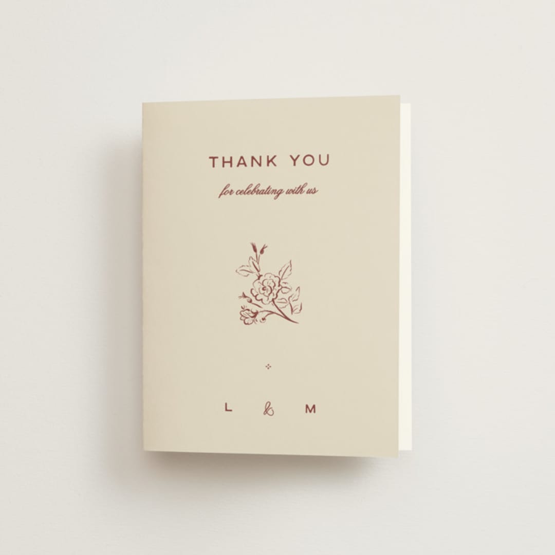 "Rose Ink" - Wedding Thank You Cards in Rust by Ani Somi - Front