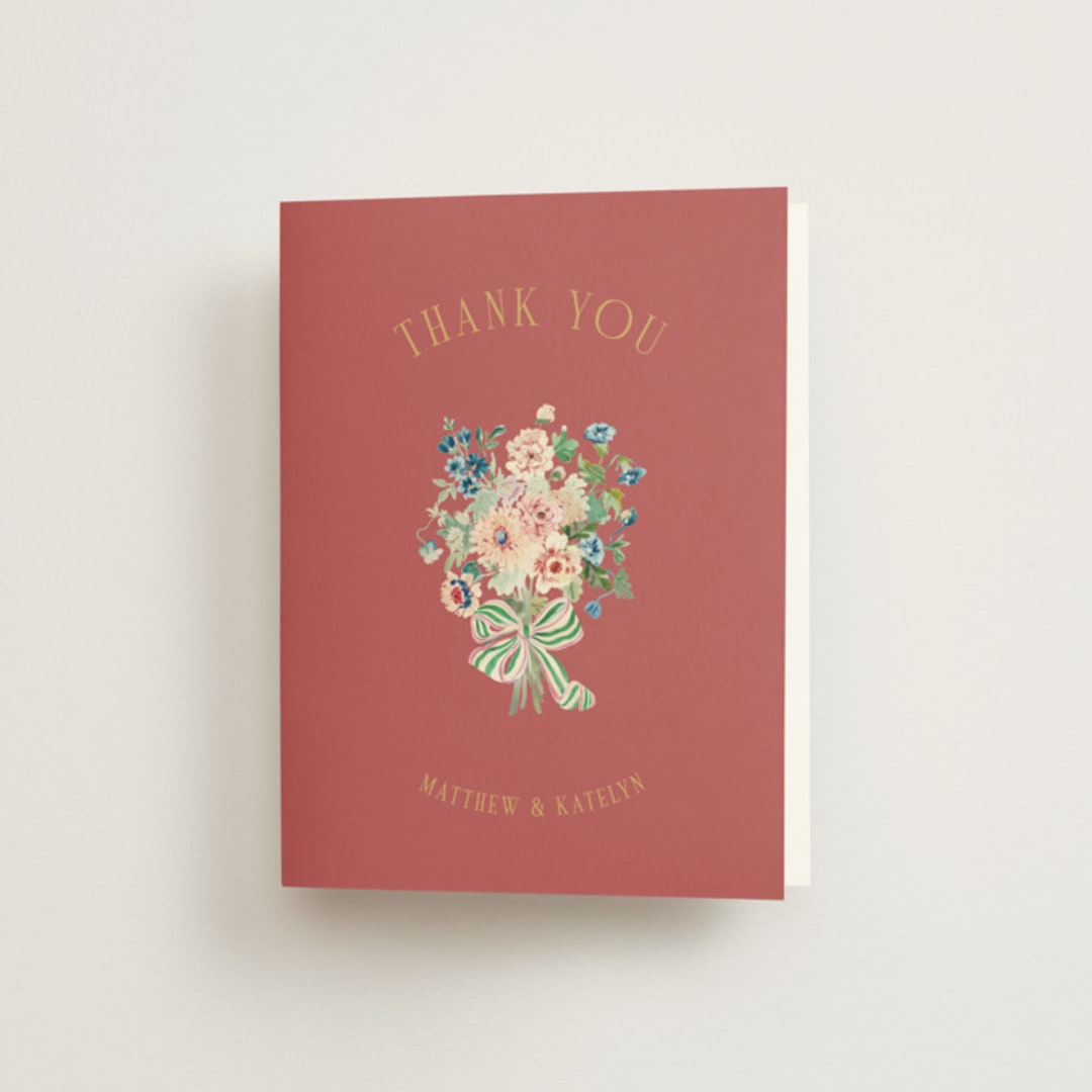 "Ruban en Fleur" - Wedding Thank You Cards in Rose by Itsy Belle Studio - Front
