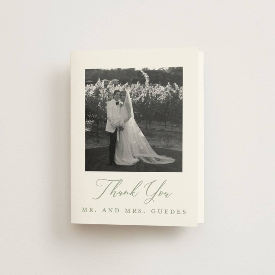 "Eternal Grace" - Wedding Thank You Cards in Leaf by Sherley Ferreira - Front