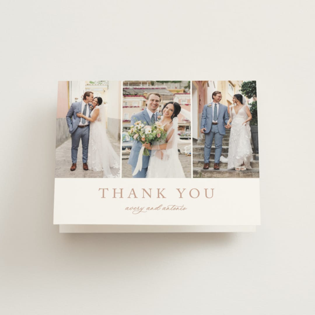 "Avery" - Wedding Thank You Cards in Dusty Pink by Jennifer Postorino - Front