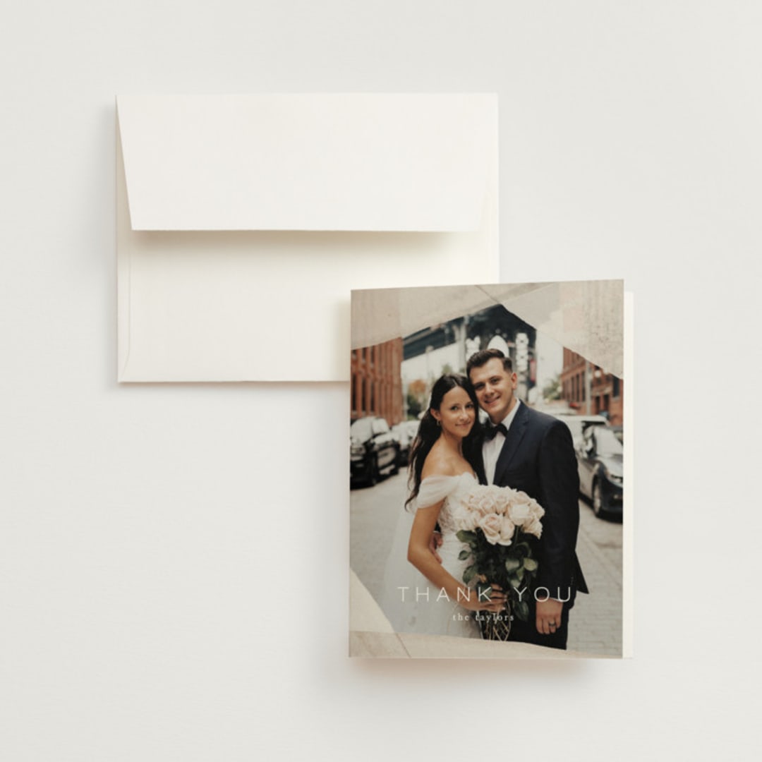 "Gossamer" - Wedding Thank You Cards in Sandstone by Kate Ahn - Front