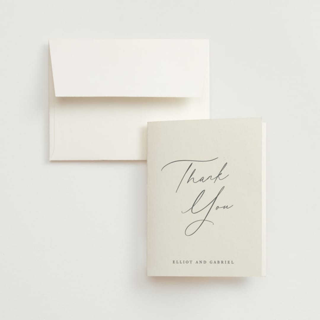 "Scripted Names" - Wedding Thank You Cards in Pearl by Hooray Creative - Front
