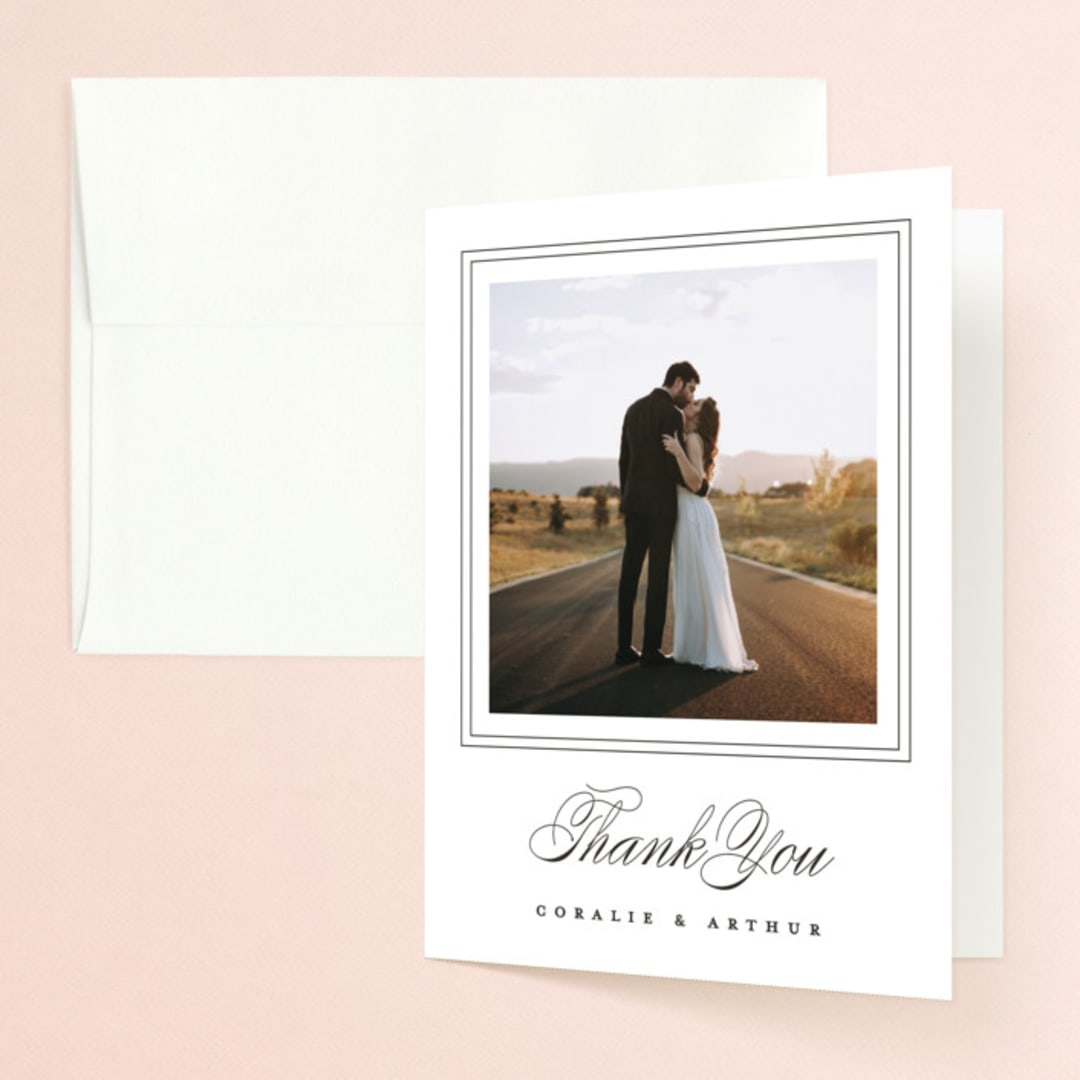 "Arcadia" - Wedding Thank You Cards in Noir by Olivia Raufman - Front