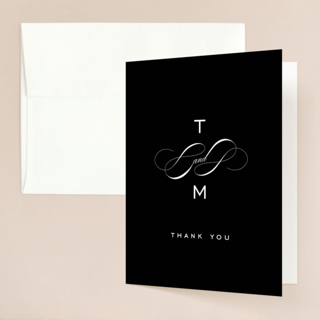 "Enamored" - Wedding Thank You Cards in Obsidian by Kimberly FitzSimons - Front