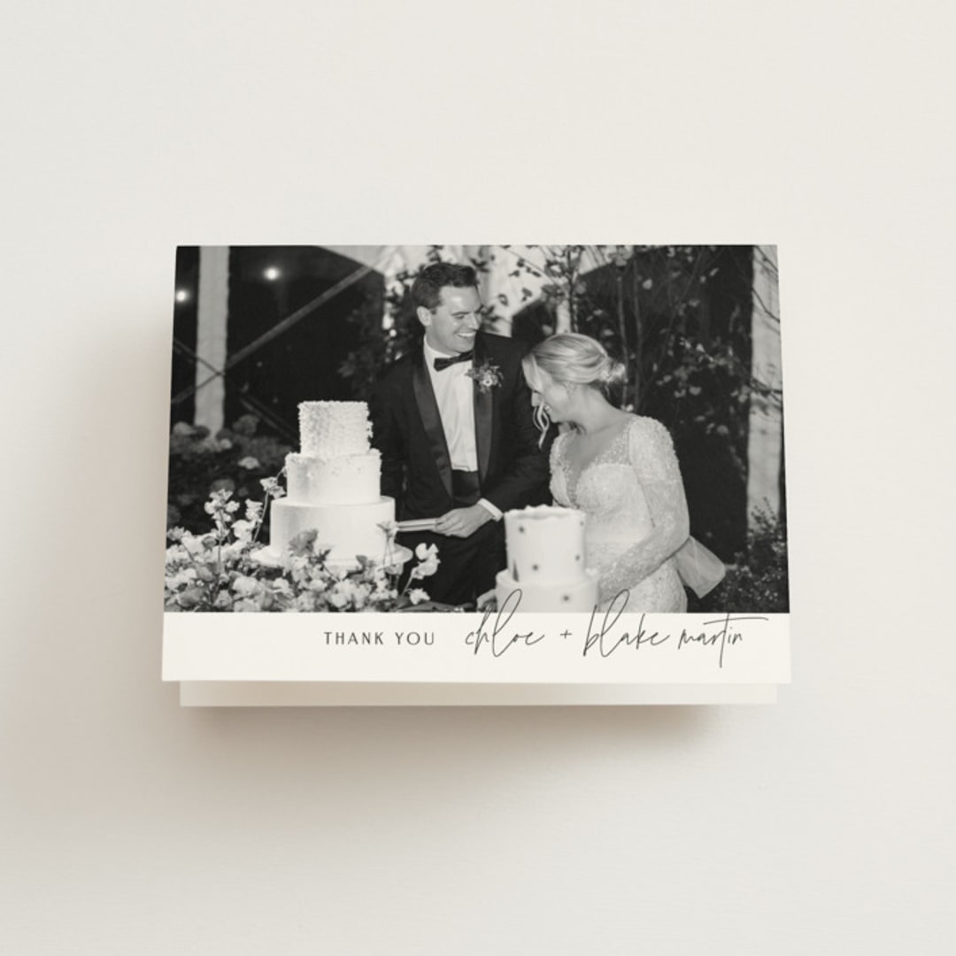 "Overlap" - Wedding Thank You Cards in Silk by Kelly Schmidt - Front