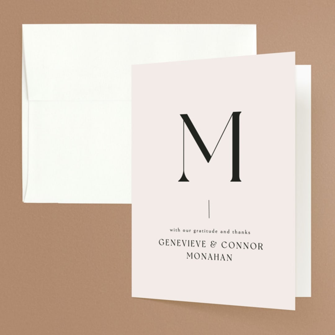 "Genevieve" - Wedding Thank You Cards in Cream by Sandra Picco Design - Front