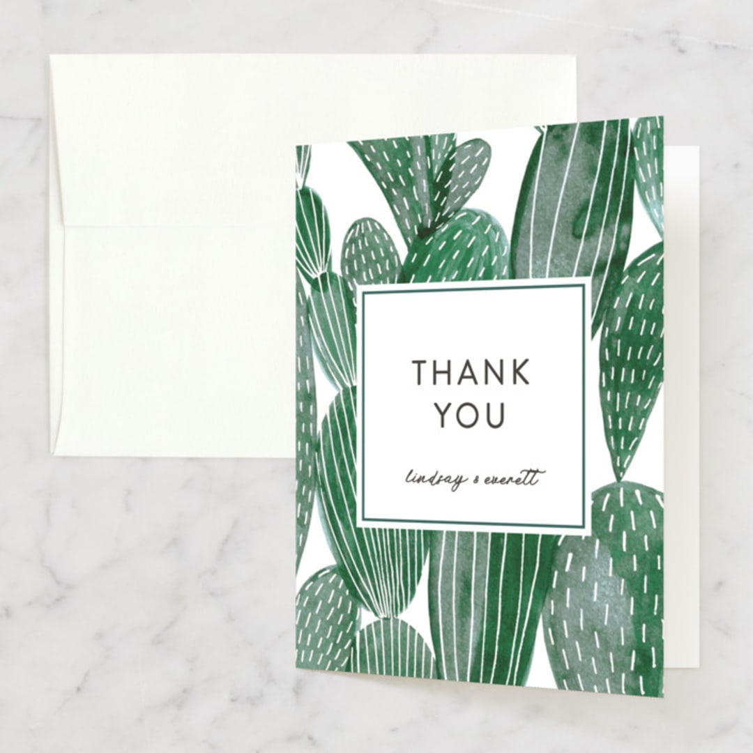 "Painted Cacti" - Wedding Thank You Cards in Cactus by Olivia Raufman - Front