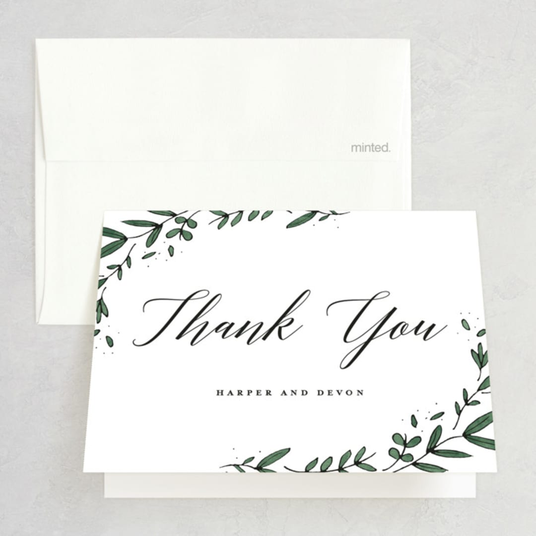 "Floral Wreath" - Wedding Thank You Cards in Fresh by Kelly Schmidt - Front