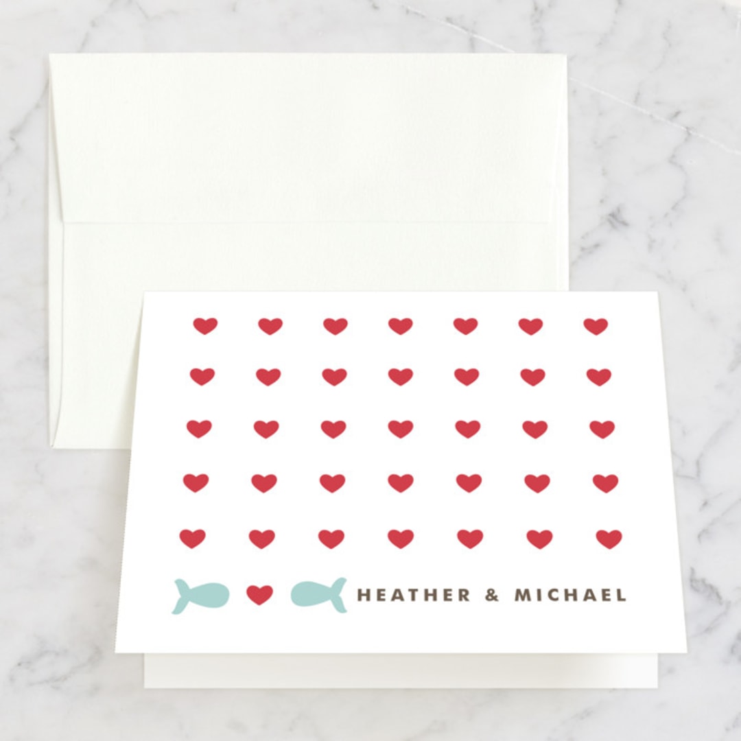 "Only Fish for Me" - Wedding Thank You Cards in Tropical Sea by Ling Wang - Front