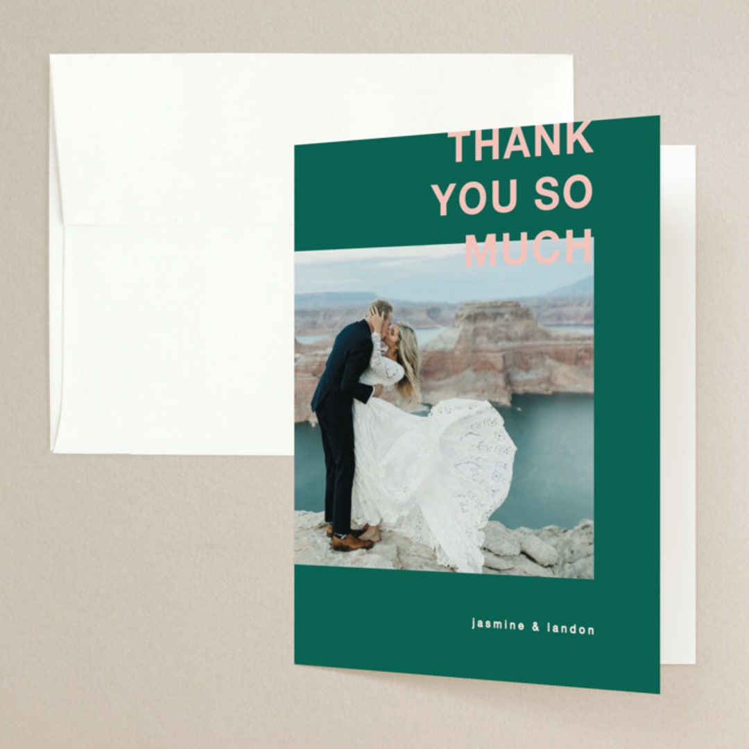 "Bold Type" - Wedding Thank You Cards in Parrot by Owl and Toad - Front