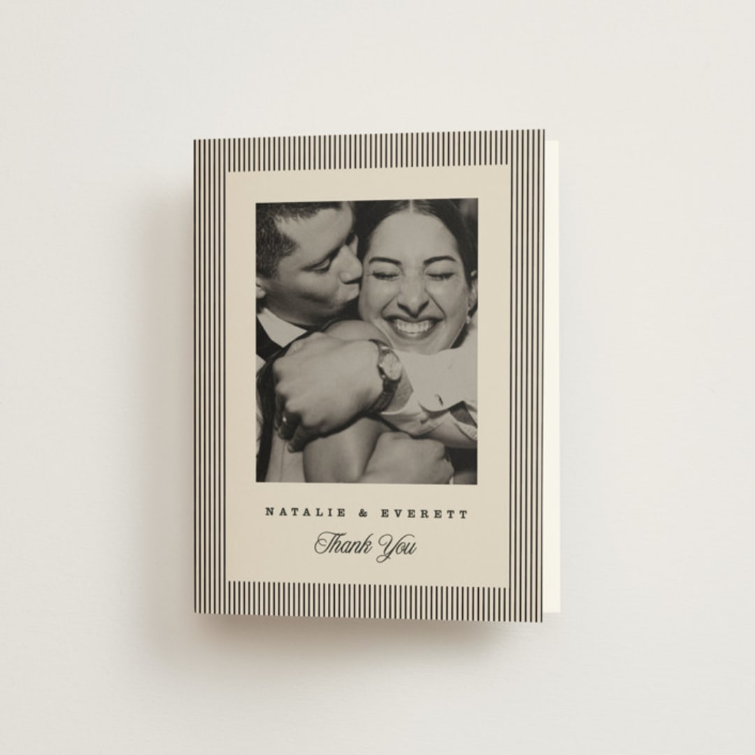 "Linea" - Wedding Thank You Cards in Noir by Pixel and Hank - Front