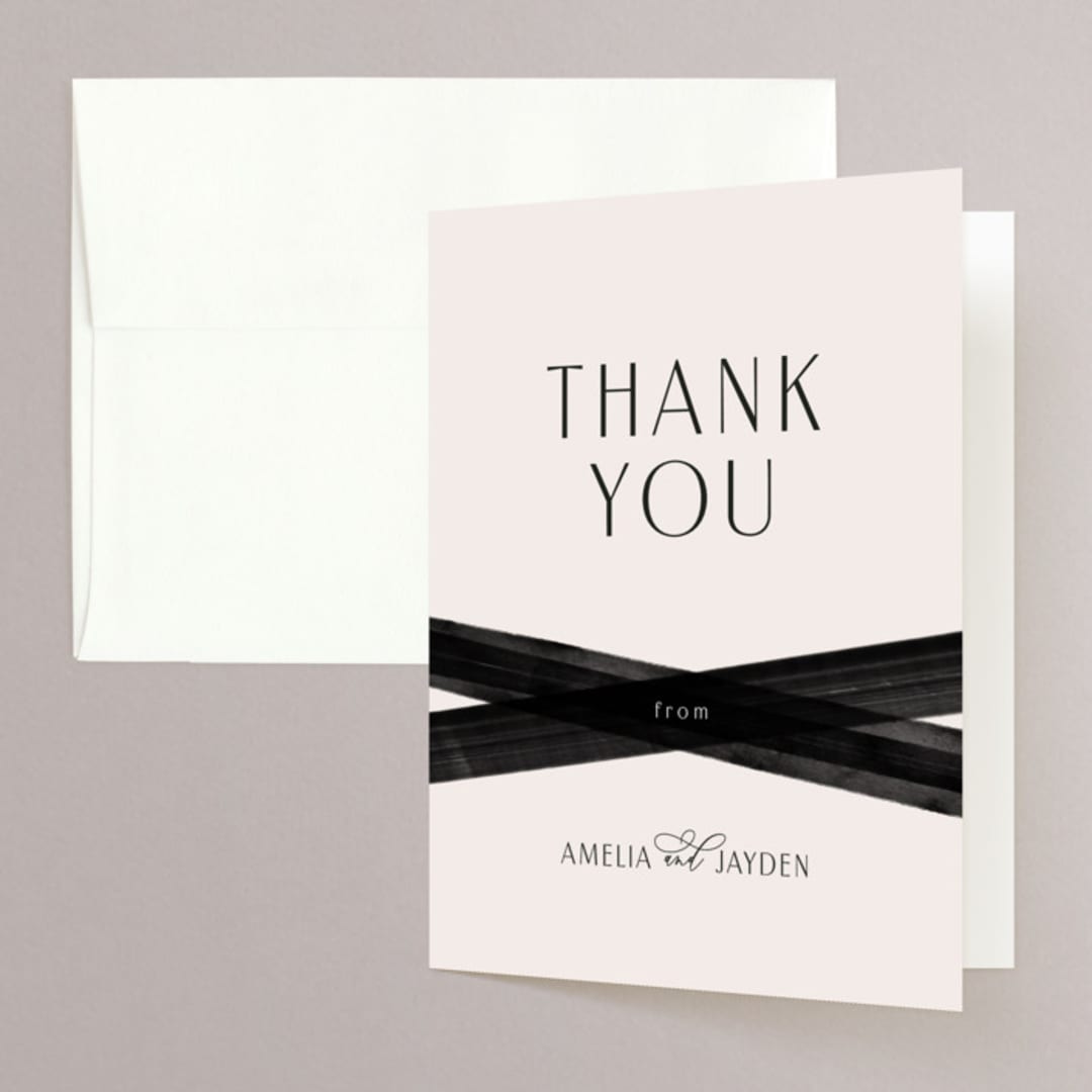 "Inky" - Wedding Thank You Cards in Onyx by Inkblot Design - Front