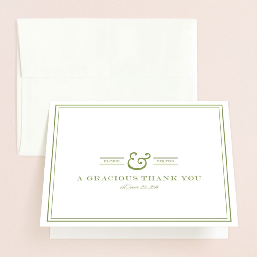 "Country Club" - Wedding Thank You Cards in Spring Green by Annie Clark - Front