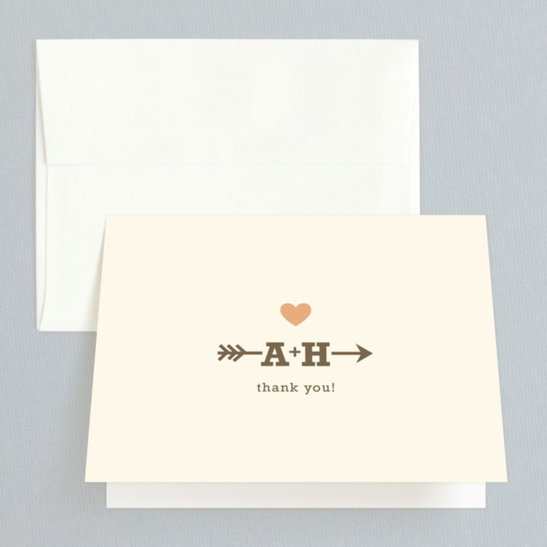 "Love Struck" - Wedding Thank You Cards in Pale Salmon by The Social Type - Front