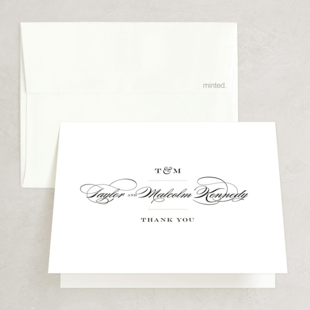 "Charming Go Lightly" - Wedding Thank You Cards in Crisp Black by danielleb - Front