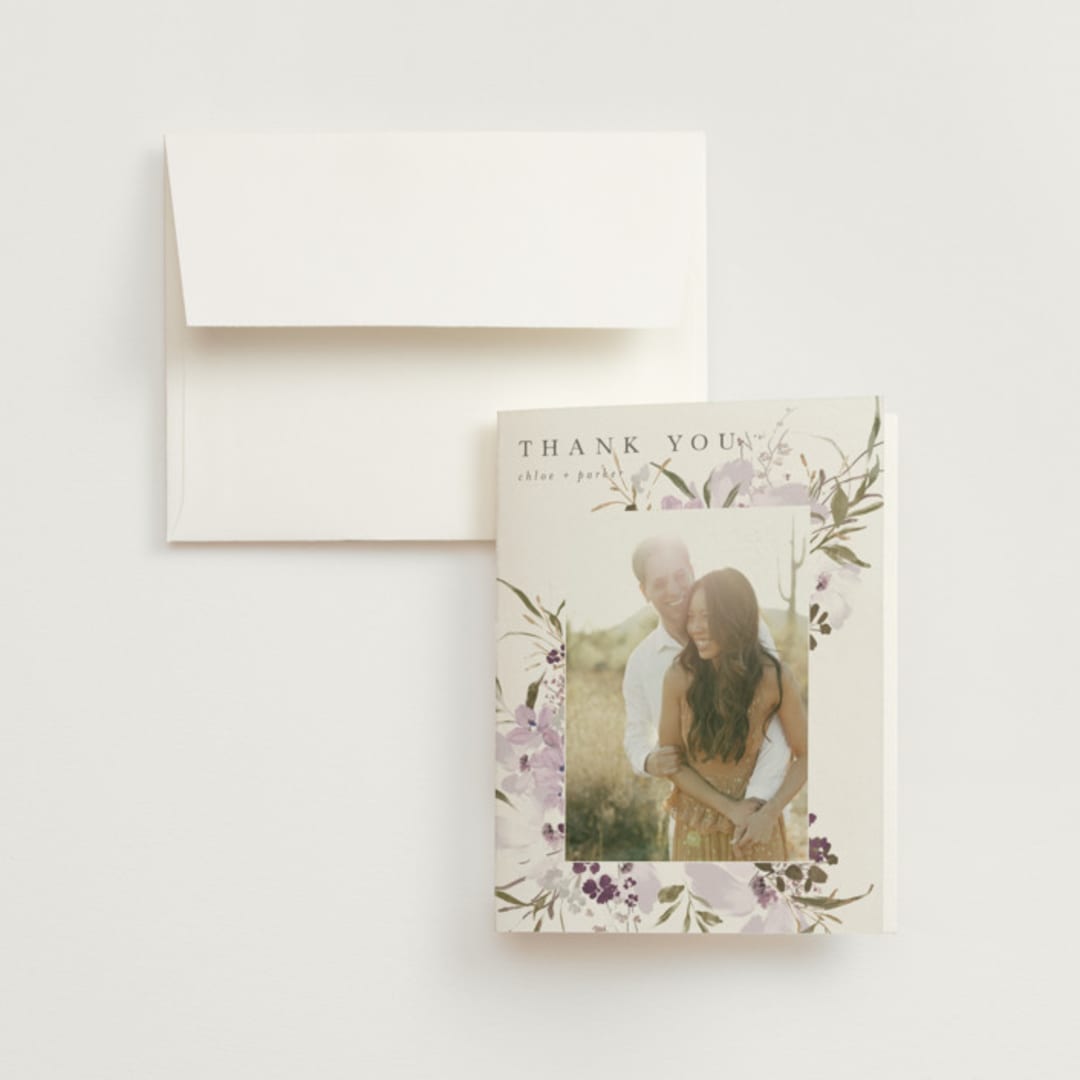 "Meadow Burst" - Wedding Thank You Cards in Lilac by Grace Kreinbrink - Front