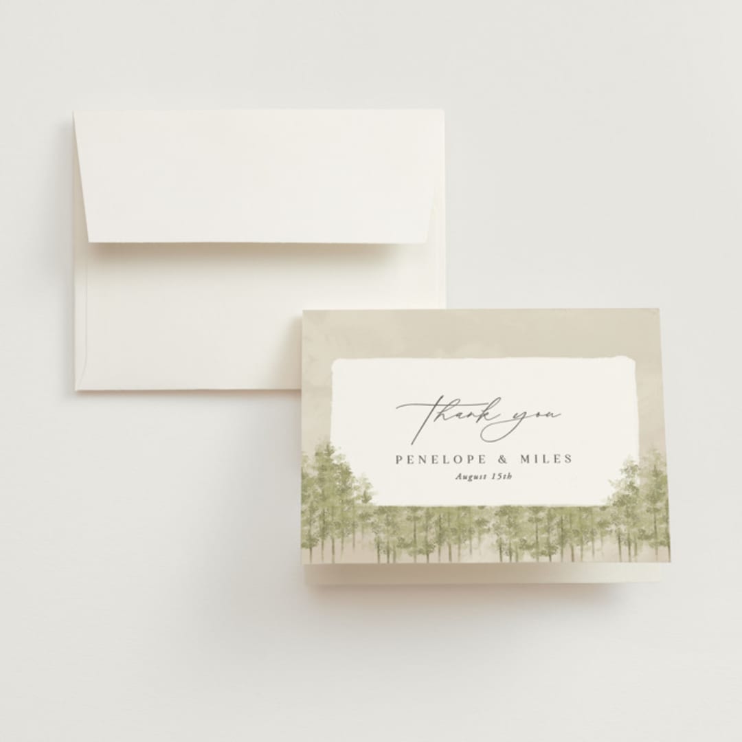 "Aspen" - Wedding Thank You Cards in Lake by Robert and Stella - Front