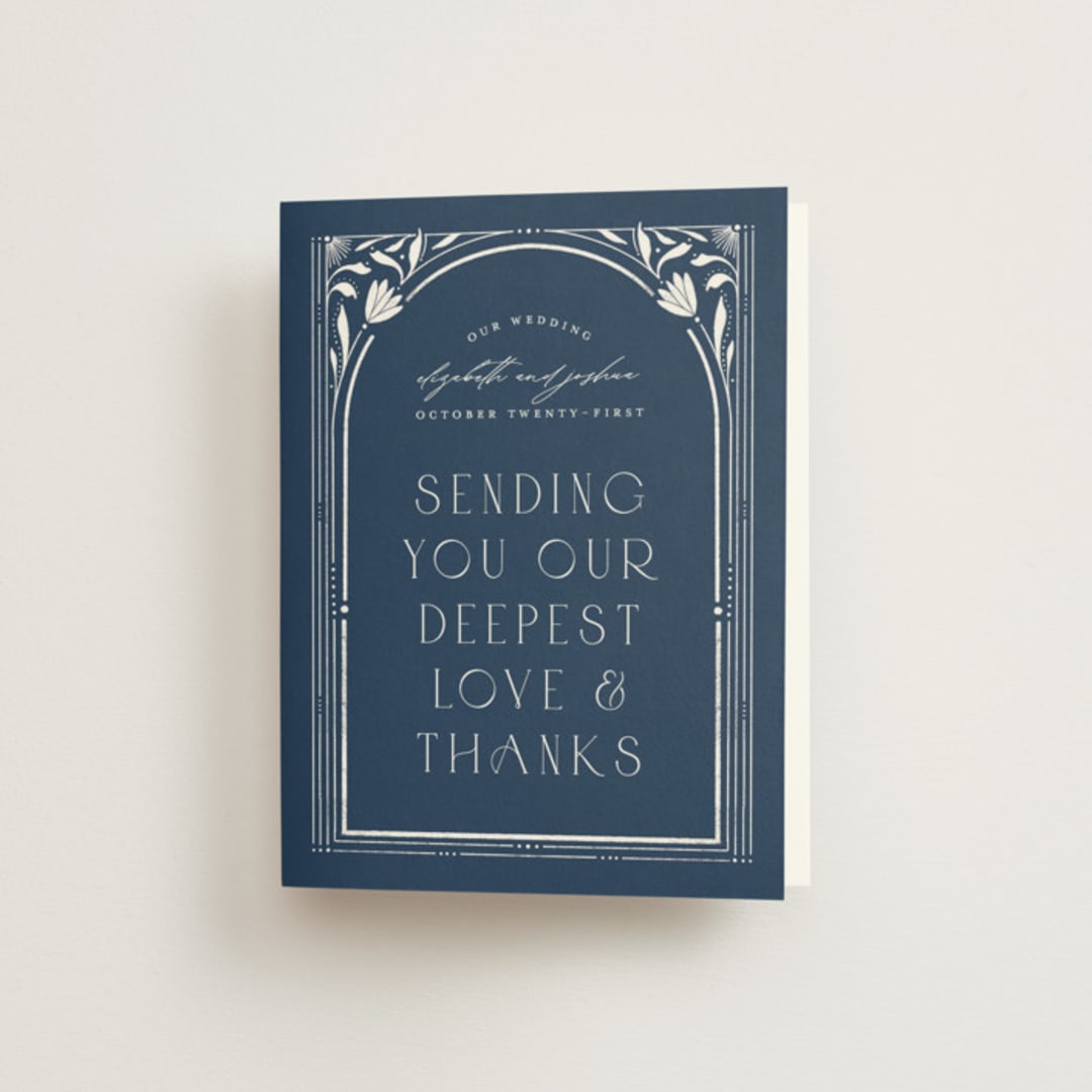 "Nouveau Frame" - Wedding Thank You Cards in Delphinium by Ashley DeMeyere - Front