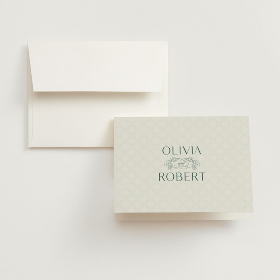 "Chantilly" - Wedding Thank You Cards in Emerald by Kimberly Morgan - Front