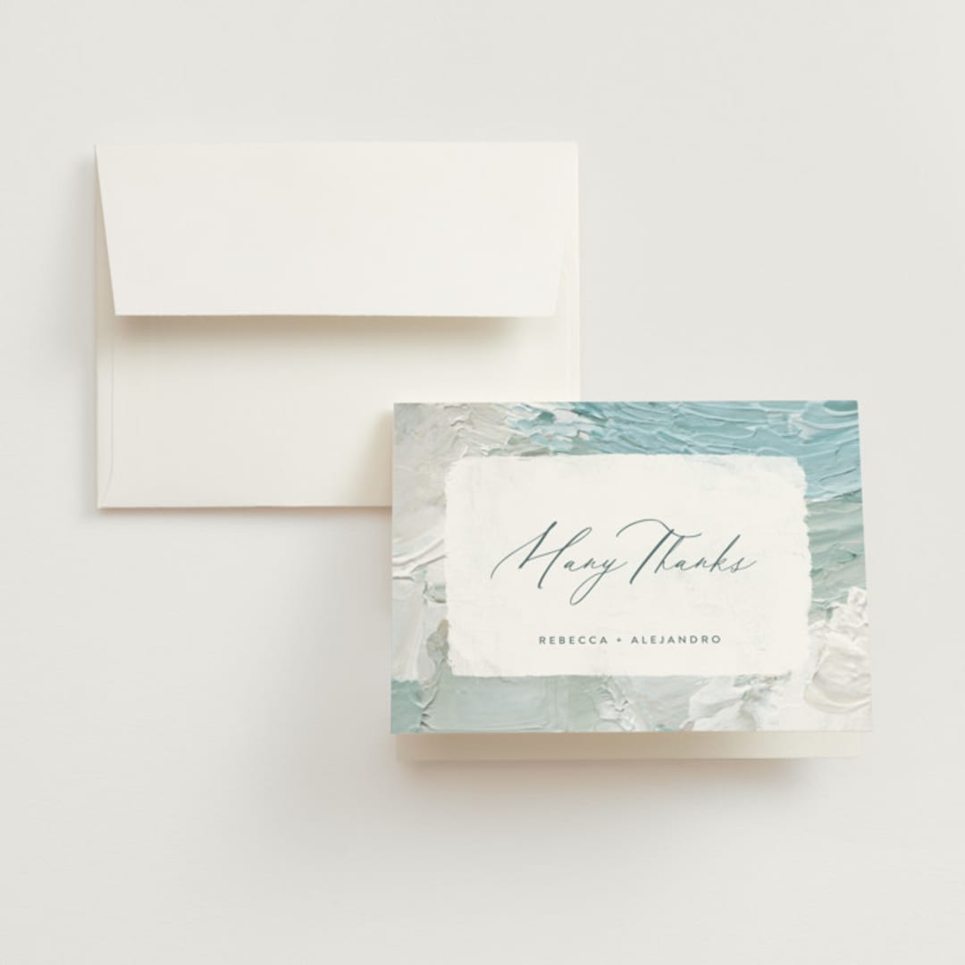 "Tidal Wave" - Wedding Thank You Cards in Aqua by Hooray Creative - Front