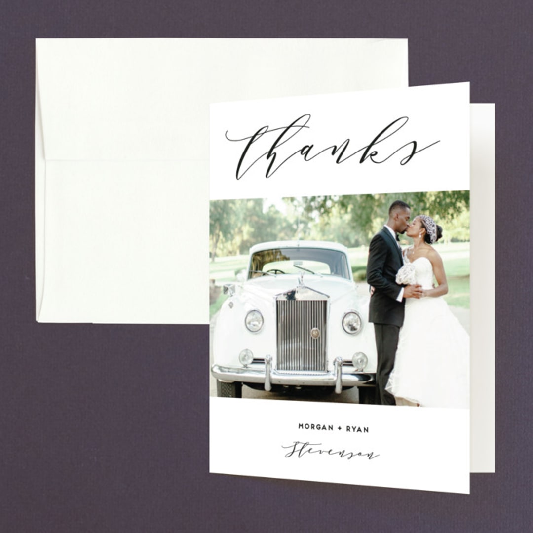 "Elegant Monogram" - Wedding Thank You Cards in Tuxedo by Simona Camp - Front