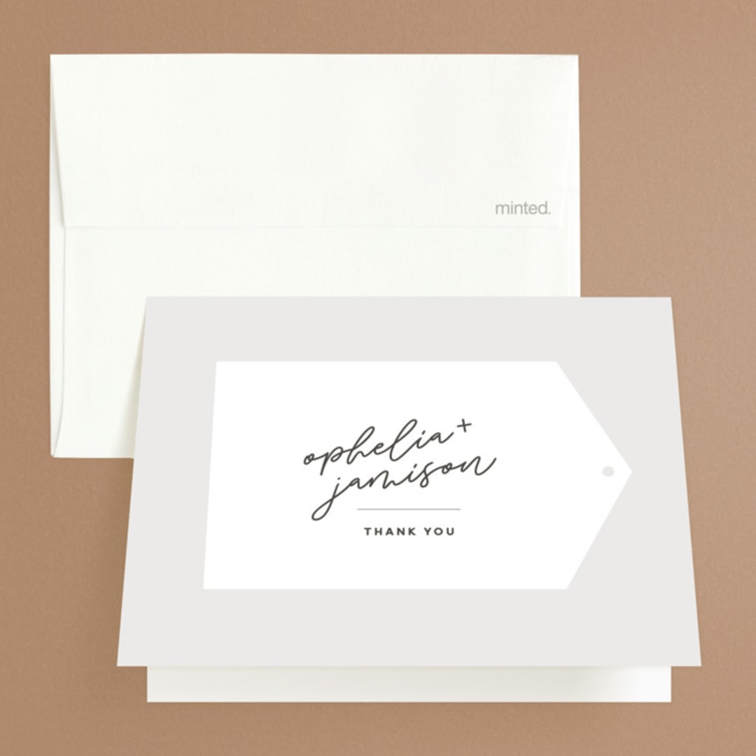 "Destination" - Wedding Thank You Cards in Mist by Lori Wemple - Front