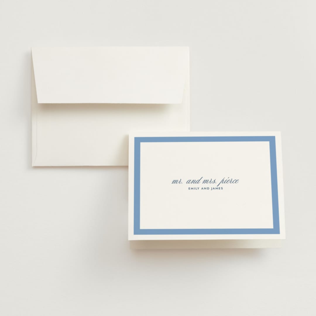 "Montauk" - Wedding Thank You Cards in Blue Bell by Megan Davis - Front