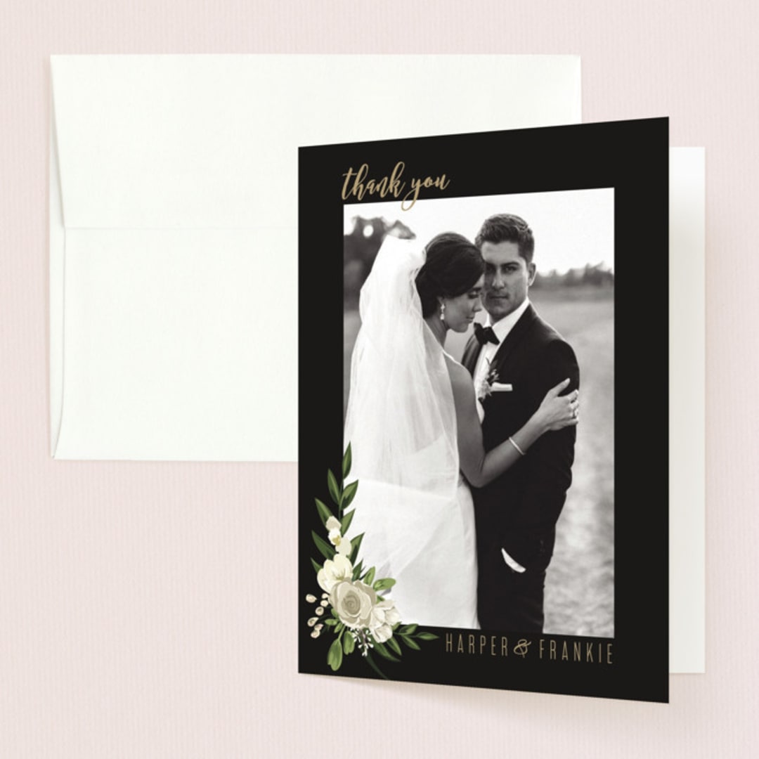 "jewel" - Wedding Thank You Cards in Onyx by Susan Moyal - Front