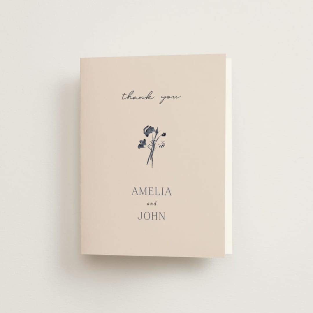 "Floral Monogram" - Wedding Thank You Cards in Champagne by Lindsay Megahed - Front