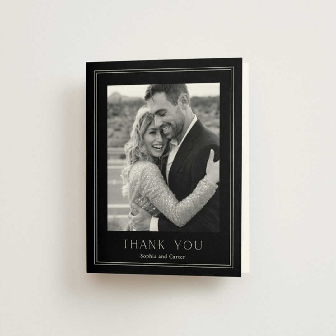"Botanical Love" - Wedding Thank You Cards in Black Tie by Susan Moyal - Front