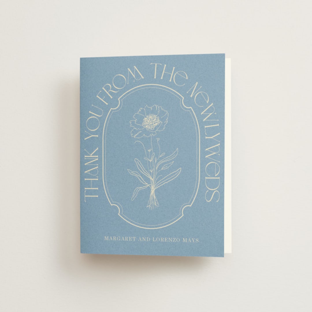 "Flora Arch" - Wedding Thank You Cards in Cerulean by Baumbirdy - Front